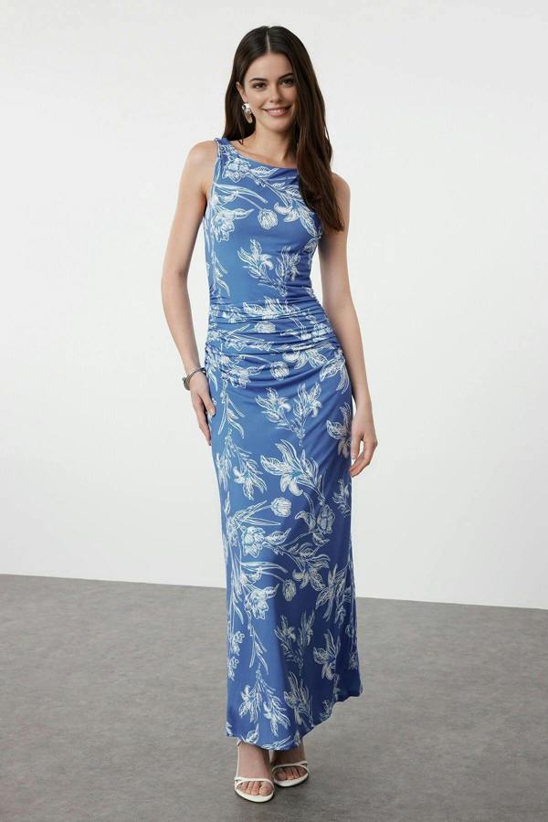 WOVCOR Floral Print Fitted Flexible Knit Pencil Dress