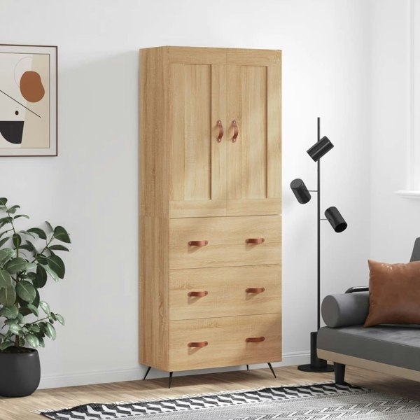 Berkfield Highboard Sonoma Oak 69.5x34x180 cm Engineered Wood