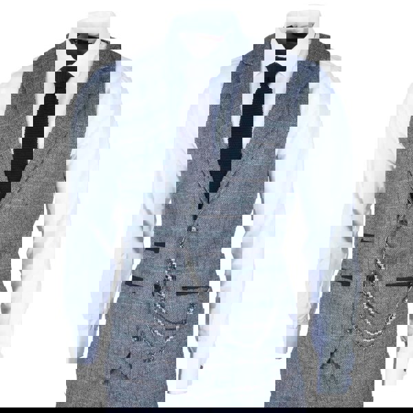 TruClothing STZ74 - Men's 3 Piece Suit Wool Tweed Light Blue Grey Check