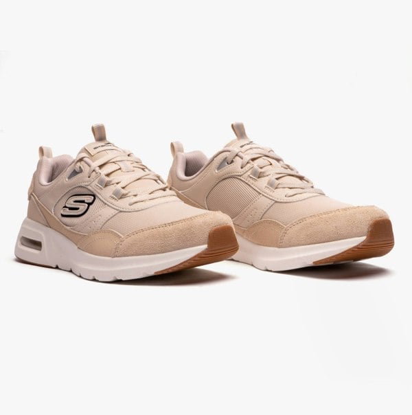 Skechers 149947/NTBK SKECH-AIR COURT - COOL AVENUE Womens Trainers Natural/Black
