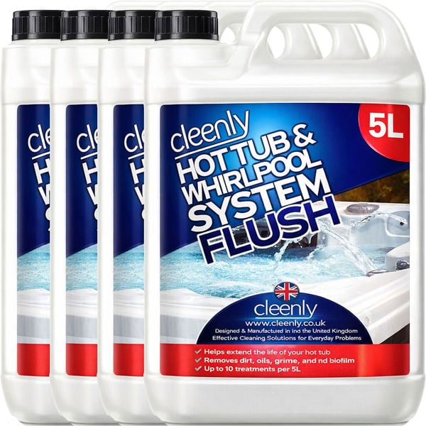 Cleenly Hot Tub & Whirlpool System Flush - Removes Dirt, Grime & Biofilm - Sterilises and Deeply Clean 20L