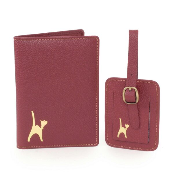 Catwalk Collection Handbags Gift Set - Luggage Tag & Passport Cover - Red