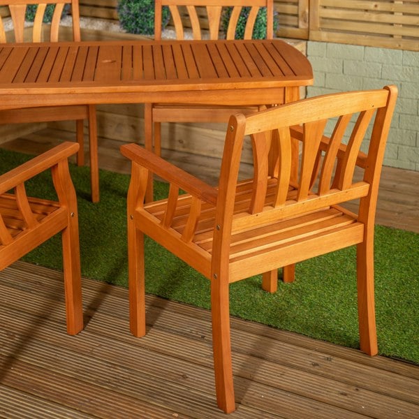 Samuel Alexander Outdoor 4 Person Rectangular Wooden Dining Table & Chairs Set