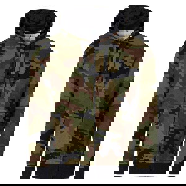 Moschino Mens Camouflage Full Zip Hoodie - Green - 