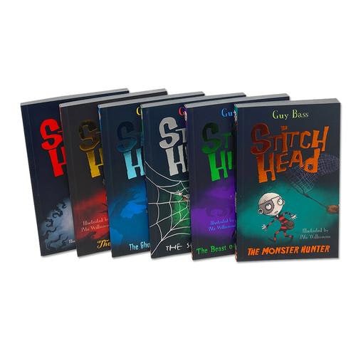 Stitch Head 6 Book Set by Guy Bass (Stitch Head, Pirate's Eye, Ghost of Grotteskew, Spider's Lair)