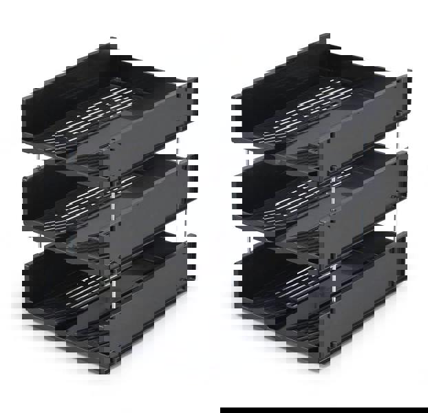 Durable OPTIMO Recycled Plastic Stackable Letter Tray File | 6 Pack | A4+ Grey