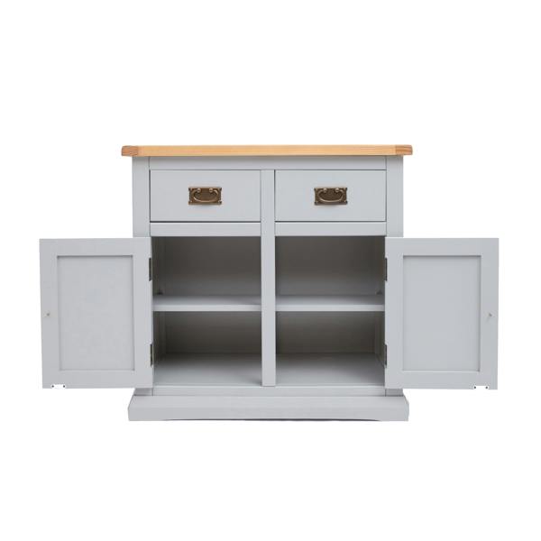 Cabinet Bits Loreo Light Grey 2 Drawer 2 Door Sideboard Brass Drop Handle