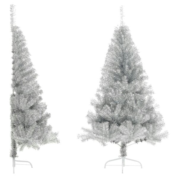Berkfield Artificial Half Christmas Tree with Stand Silver 150 cm PVC