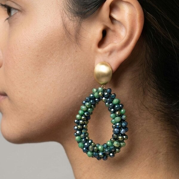 Uchi & Soto Hanabi Green Glass Bead Statement Earrings