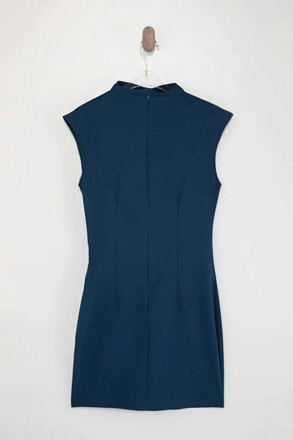 WOVCOR High Neck Mini Stretchy Woven Dress