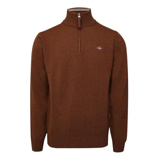 Gant Mens Lambswool Half Zip Fleece - Brown - 