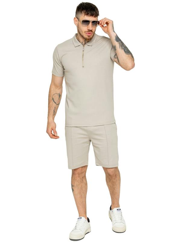 Enzo | Mens Zip Up Polo Shirt