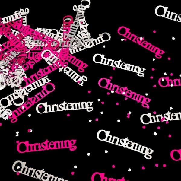 Pink and Silver Christening Confetti Table Scatter, 14g Packs for Party Decoration image 1