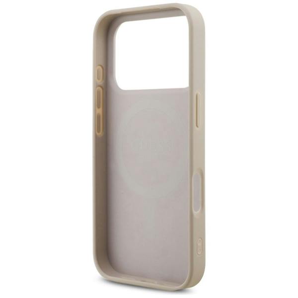 Guess 4G Triangle Logo Strap With Pearl Strap Case MagSafe for iPhone 17 Pro 6.3" Pink - GUHMP17LP4TSDPPSP