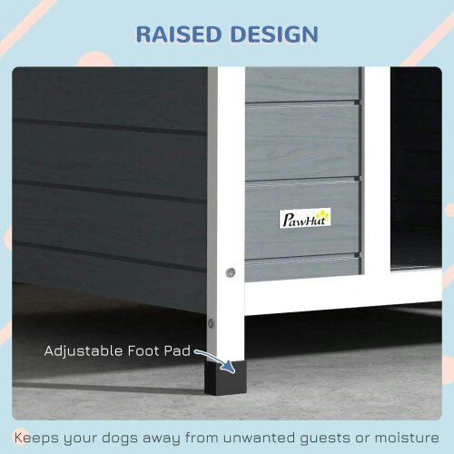 Bobobiy Outdoor Dog Kennel, Wooden Dog House, with Removable Floor, Anti-Corrosion Wood, for Large Dogs, 106.5H x 110W x 98Dcm