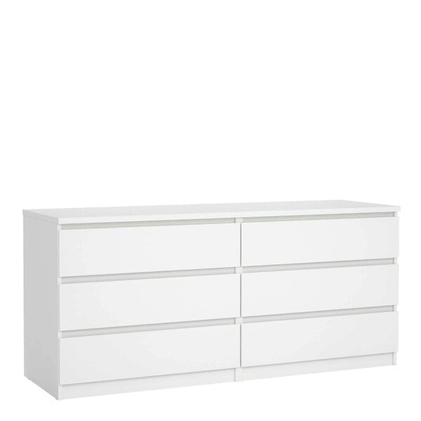Wyld Haus Budapest White Wooden Wide Chest 6 Drawers