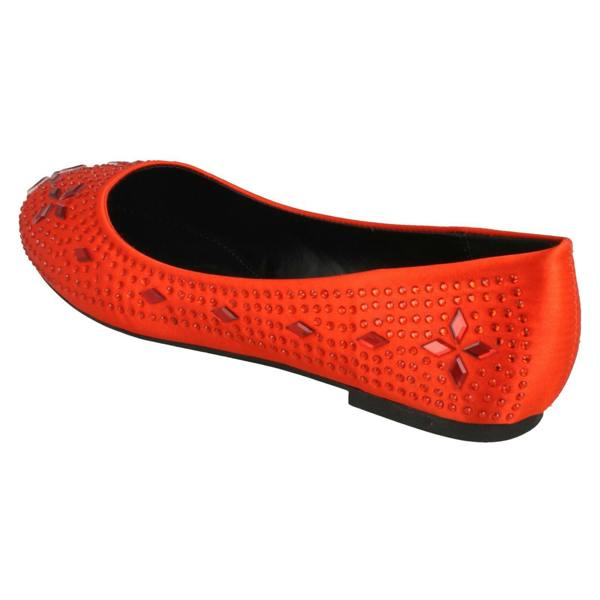 Spot On Ladies Spot On Flat Diamante Ballerinas