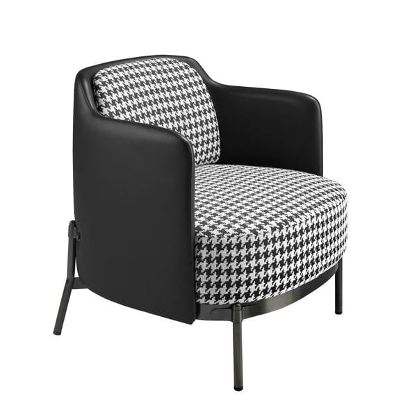 Angel Cerdá Black and White Fabric and Black Leatherette Armchair 5139
