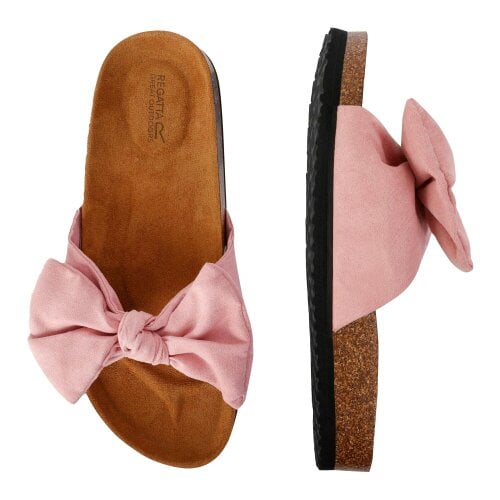Regatta Womens Ava Plain Bow Strap Sliders - Pink