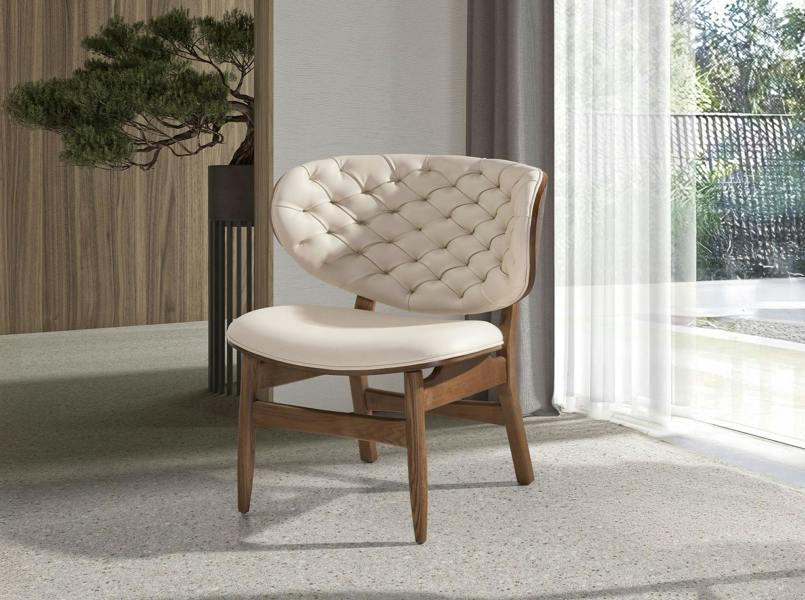 Angel Cerdá Sand and Walnut Leatherette Armchair 5141