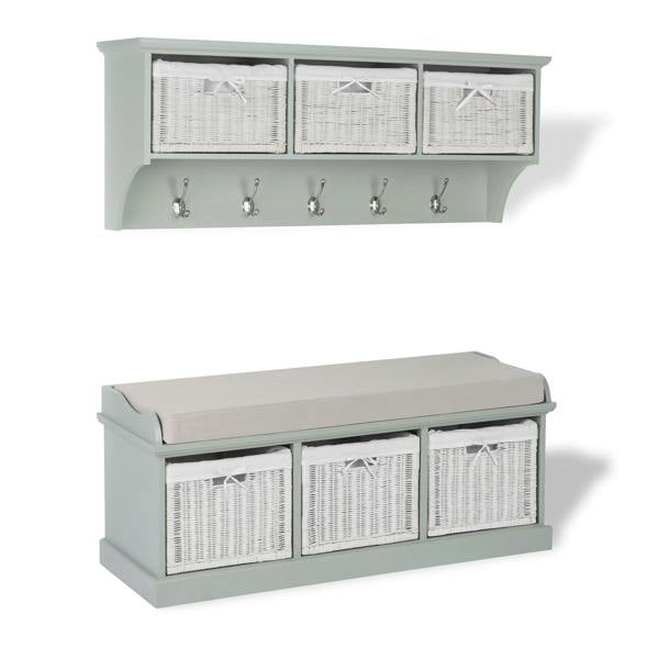 Statement Furniture Tetbury Large Hallway Set with Storage Baskets and Cushion Seat