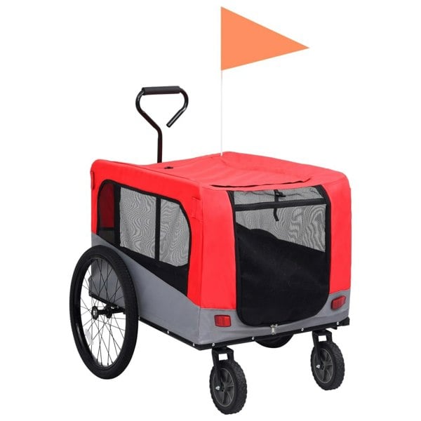 Berkfield 2-in-1 Pet Bike Trailer & Jogging Stroller Red and Grey
