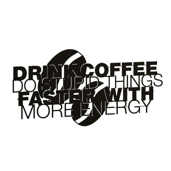 Decortie Coffee for More Energy Metal Art Wall Home Decorative Ornament, Black