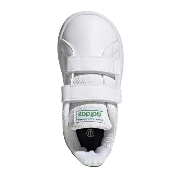 Adidas Childrens/Kids Advantage Court Lifestyle Flat Trainers - White/Green - 