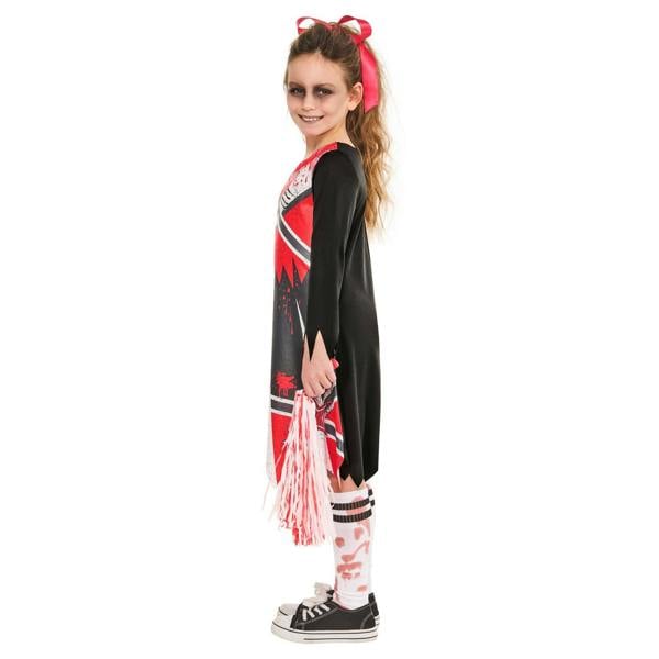 Bristol Novelty Girls Zombie Cheerleader Costume - Black/Red/White - 