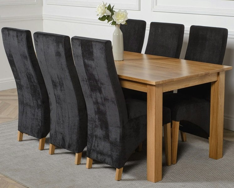 That's Furniture Oslo 180 x 90cm Large Oak Dining Set with Lola Fabric Chairs