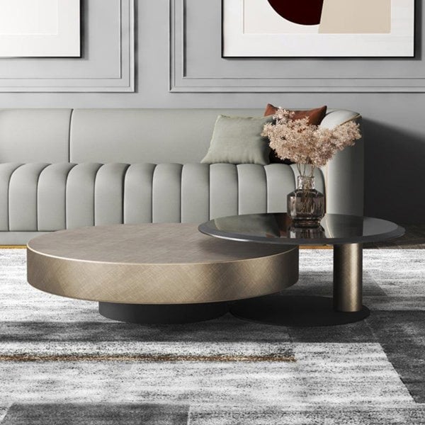 Gold Nesting Coffee Table, Gold 100cm/65cm For Display With Dents On Top-Weilai Concept-Weilai Concept