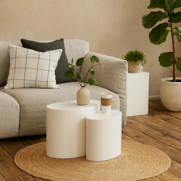 Wyld Haus Sendai Gloss White Oval Coffee Table Set