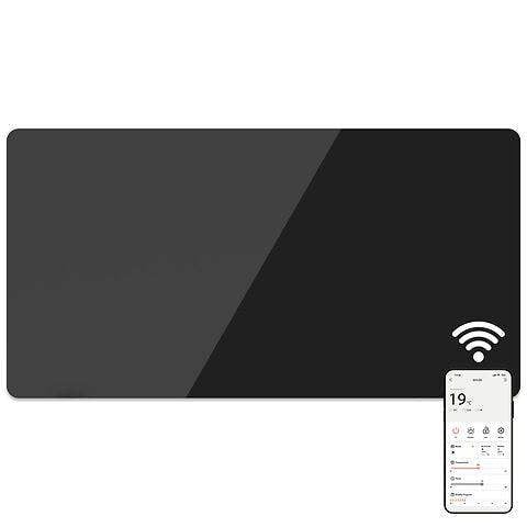 Mylek Radiator Glass Panel Heater Black Slimline, Wifi Enabled Smart APP
