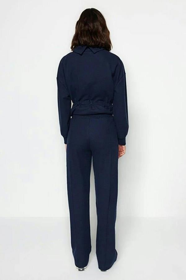 WOVCOR Wide Knit Jogger with Ribbed Detail and Pockets