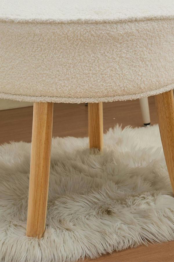 Living and Home Teddy Fleece Upholstered Vanity Stool