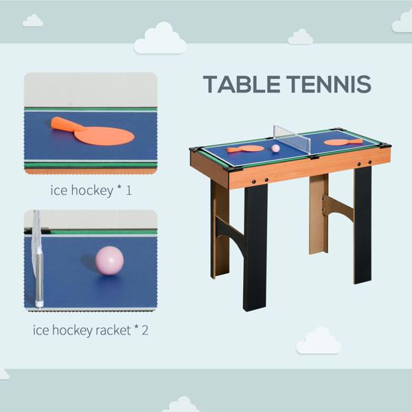 HOMCOM 4-In-1 Multi Games Table with Tennis Billiard Foosball Hockey 2 Types