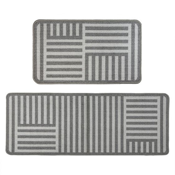 JVL Fiora Machine Washable Indoor Runner and Mat Set - Skyline Strata