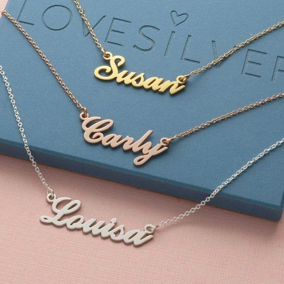 Christopher James of London 9ct Rose Gold Plated Carrie Style Personalised Name Necklace (Sex & The City)