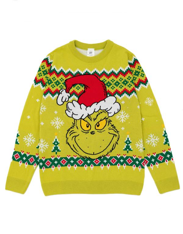 The Grinch Unisex Green The Grinch In Santa Hat Christmas Jumper