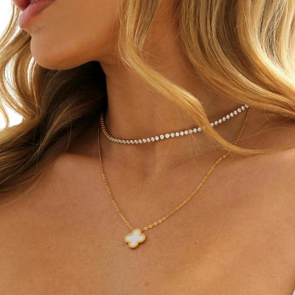 Say It With Clover Necklace (Gold & Pearl)- Good Luck Meaning Card