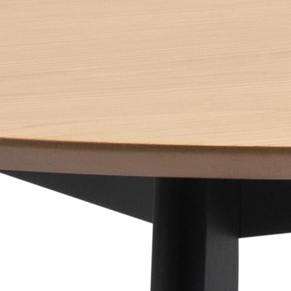 Wyld Haus Saffron Round Black and Natural Oak Veneer Dining Table