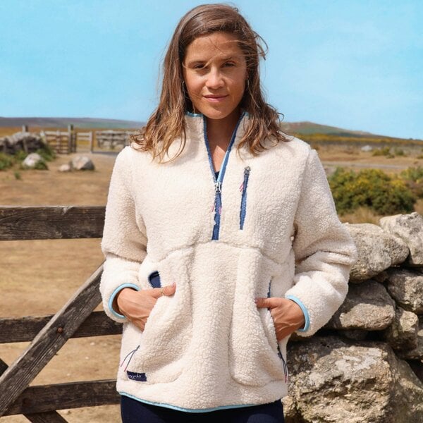Lazy Jacks LJ800 - Ladies Half Zip Sherpa Fleece - Oatmeal Spearmint