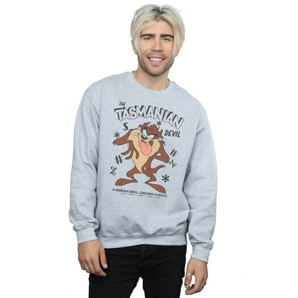 Looney Tunes Mens Tasmanian Devil Vintage Cotton Sweatshirt - Sports Grey