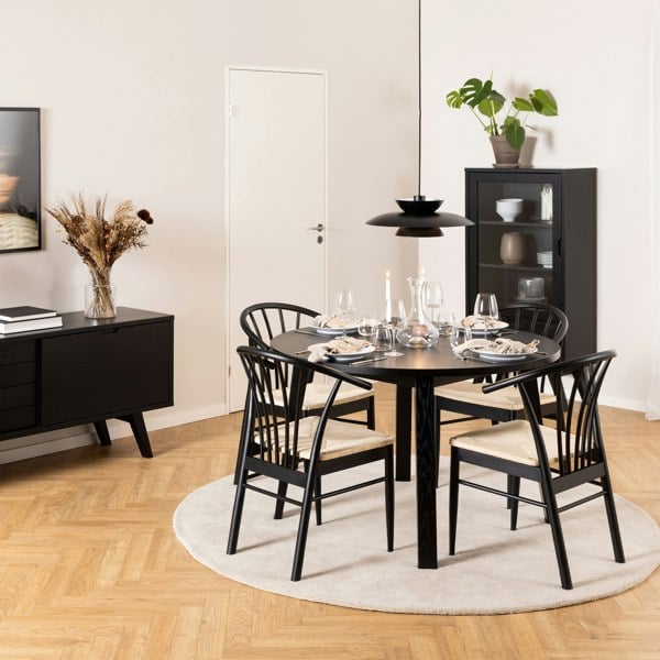 Furniture To Go Cassandra Dining Chair with Armrest in Black Set of 2