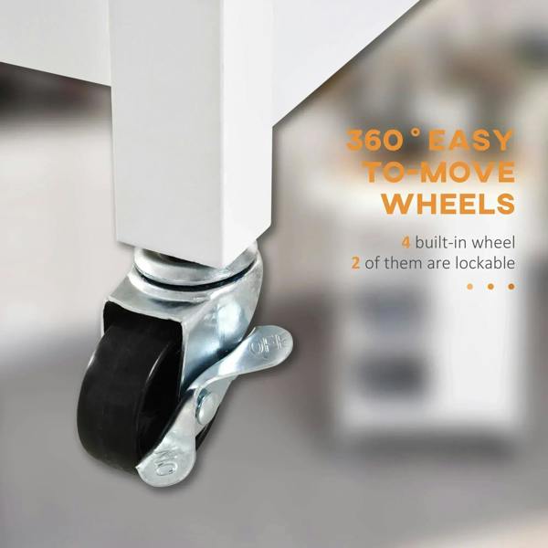White kitchen trolley caster wheel on base