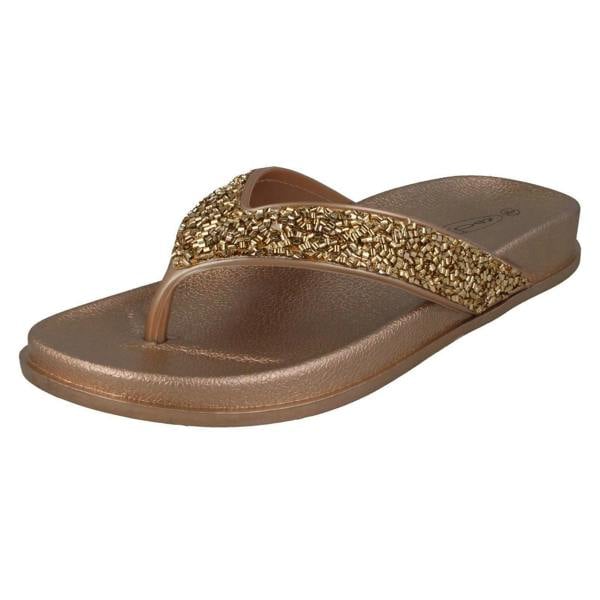 Spot On Ladies Spot On Glittery Toepost Flip Flops F00246