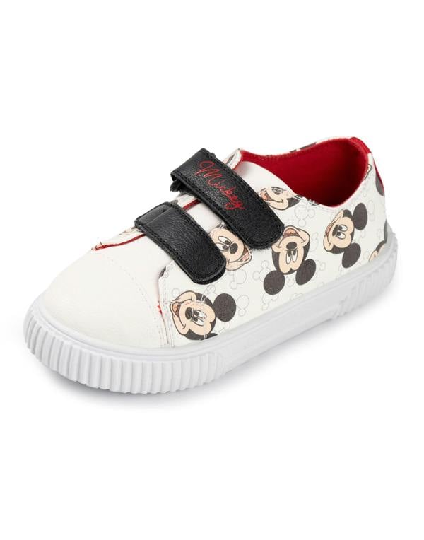 Disney Boys White All Over Print Velcro Trainers