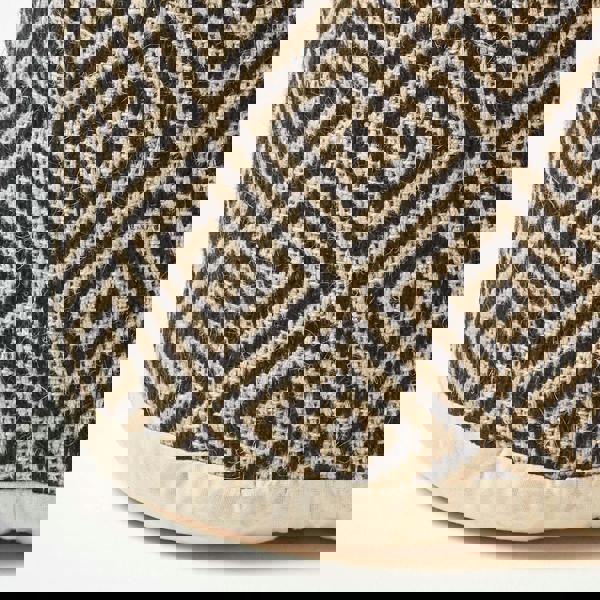 HOMESCAPES Black & Cream Aztec Style Jute Pouffe