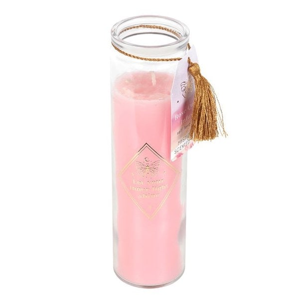 Serano Mystic Rose Tube Candle with Rose Quartz Crystals