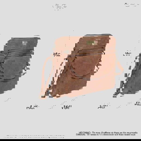 Assots London JEAN' Tan Distressed Real Leather Crossbody Bag